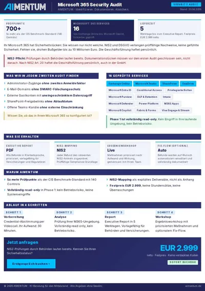 Vorschau: M365 Security Audit One-Pager
